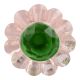 Pink Daisy Green Crystal Glass Drawer Knob